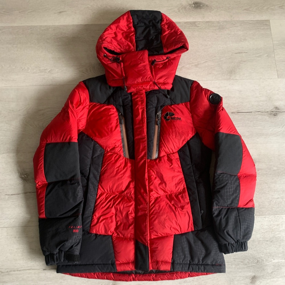 Nepa 800‎ Fill Down Puffer Jacket Women XS Red Black Hooded Parka 7A82098500085
